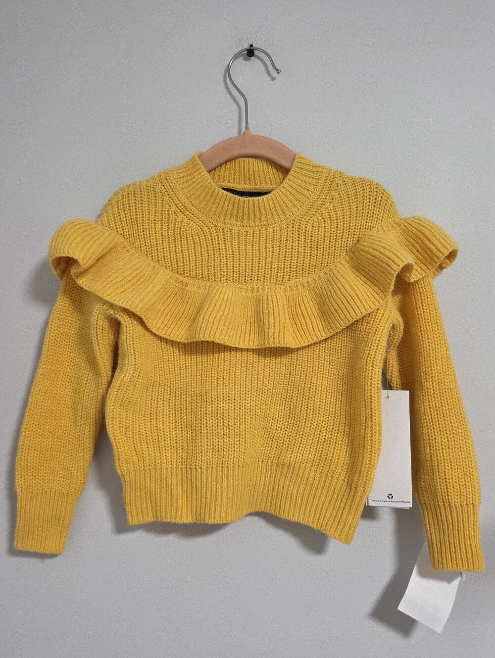 NWT French Connection Yellow Ruffle Yoke Sweater Sz 2T